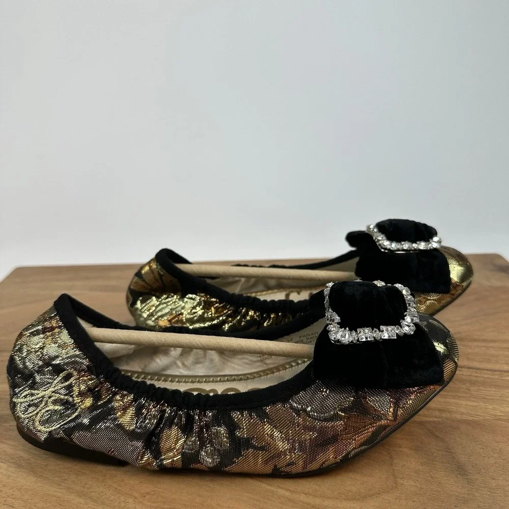 New Big Kids Sam Edelman Farah‎ Bronze Metallic Ballet Flats Shoes Size 3 Y